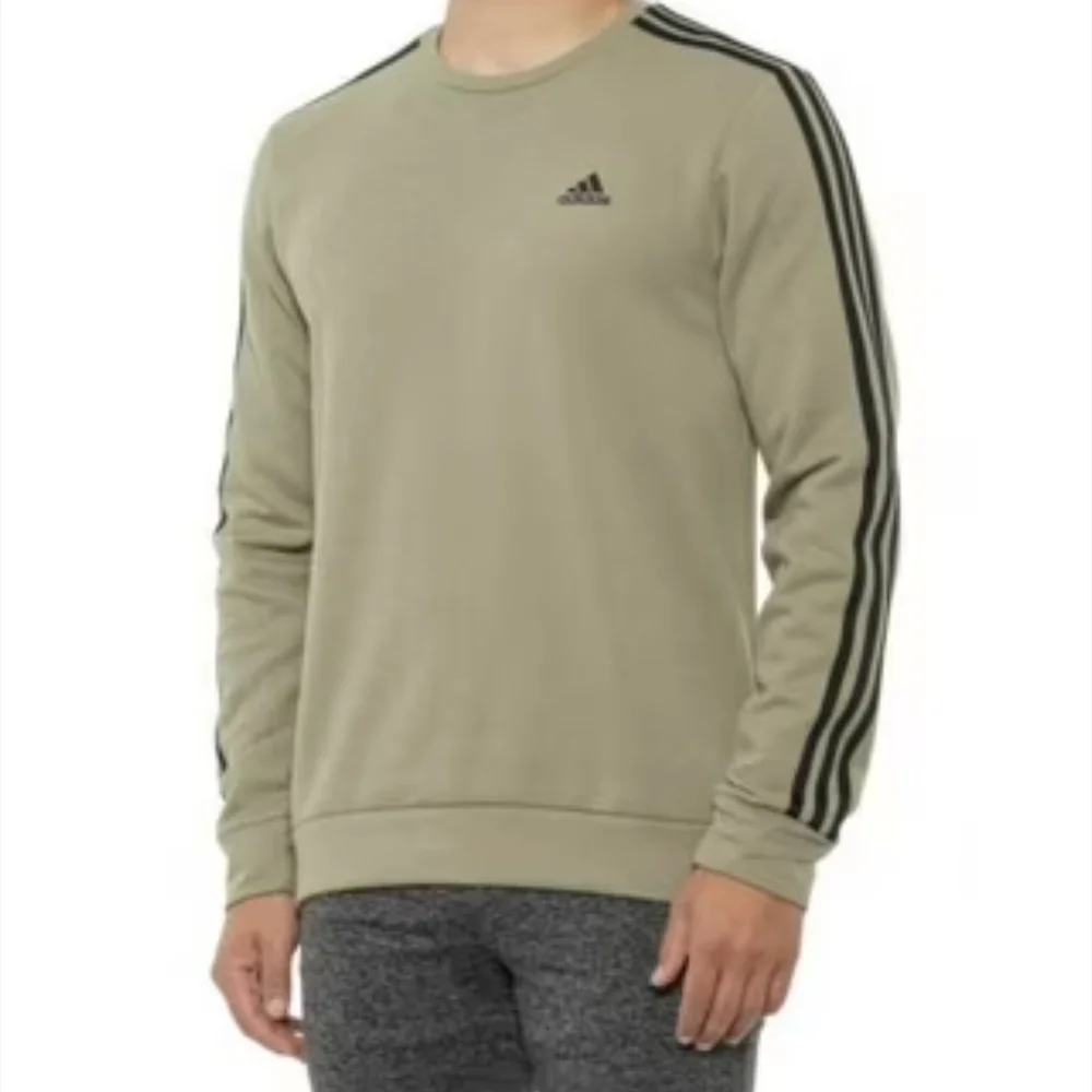 ADIDAS I Lightweight French Terry Olive Green Crewneck Sweatshirt, M